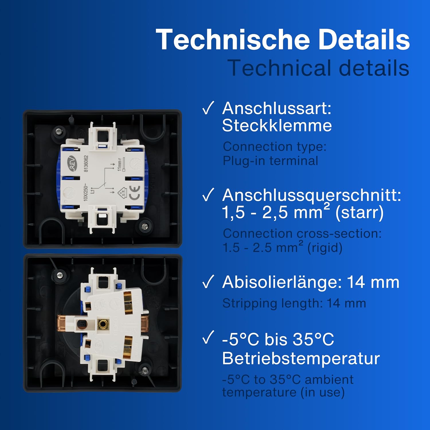 Thumbnail 5 de REV AquaForm: Lichtschalter mit Steckdose IP44, zweipolig, Aufputz, anthrazit
