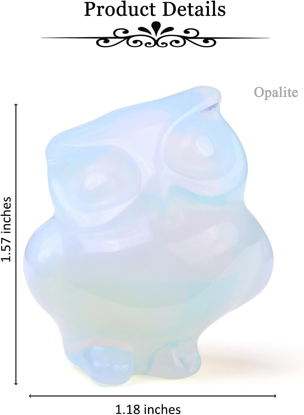 Detalle de JSDDE Opalite Crystal Owl Figurine – Hand Carved Gemstone Desk Ornament