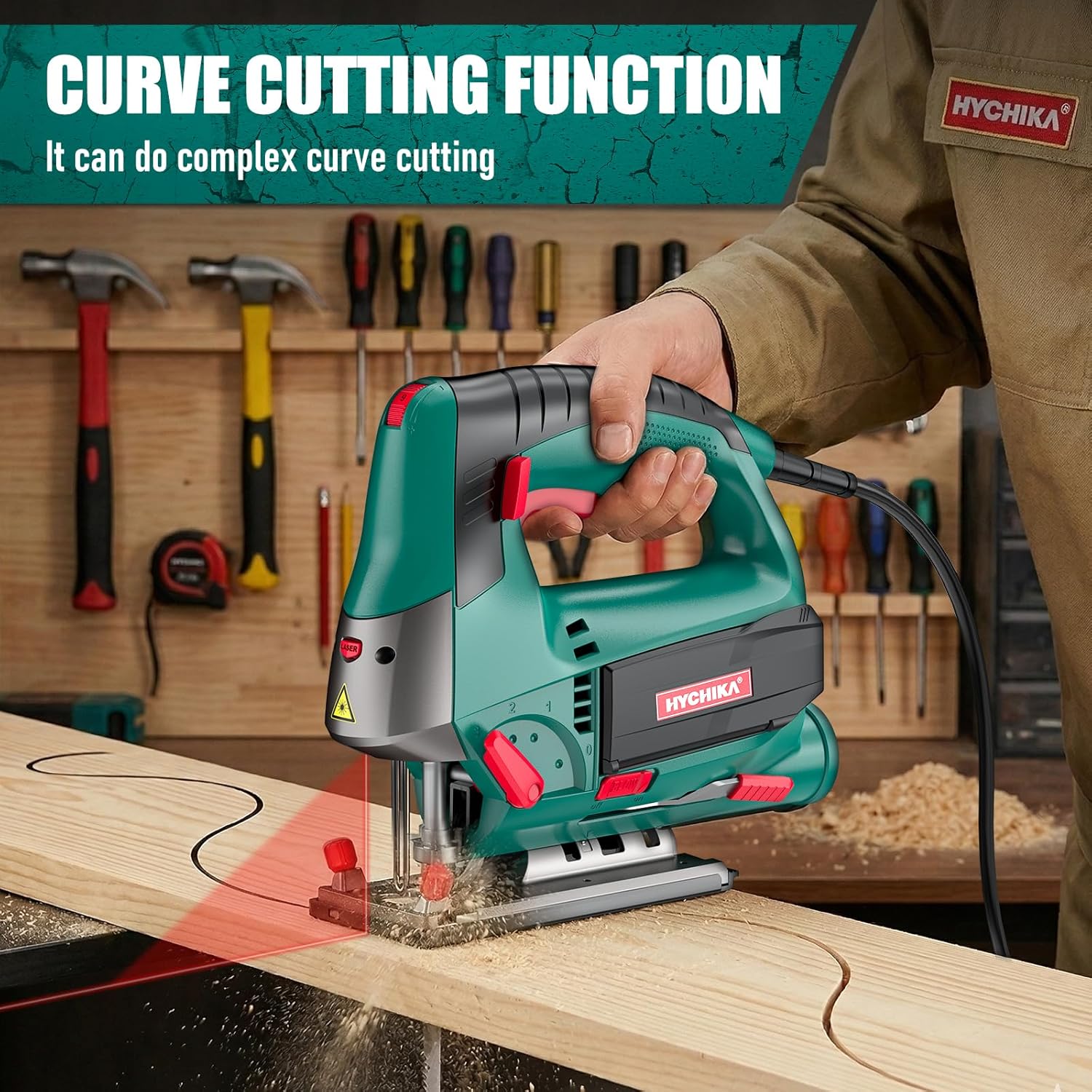 Thumbnail 6 de HYCHIKA 800W Jigsaw with Laser Guide – Practical corded option for DIY wood, metal and plastic projects