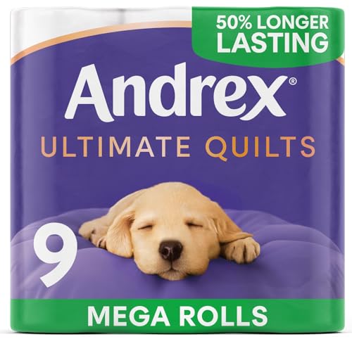 Detalle de Andrex Ultimate Quilts Toilet Roll — 9 Mega Rolls (13.5 standard), 3-Ply, Soft & Thick