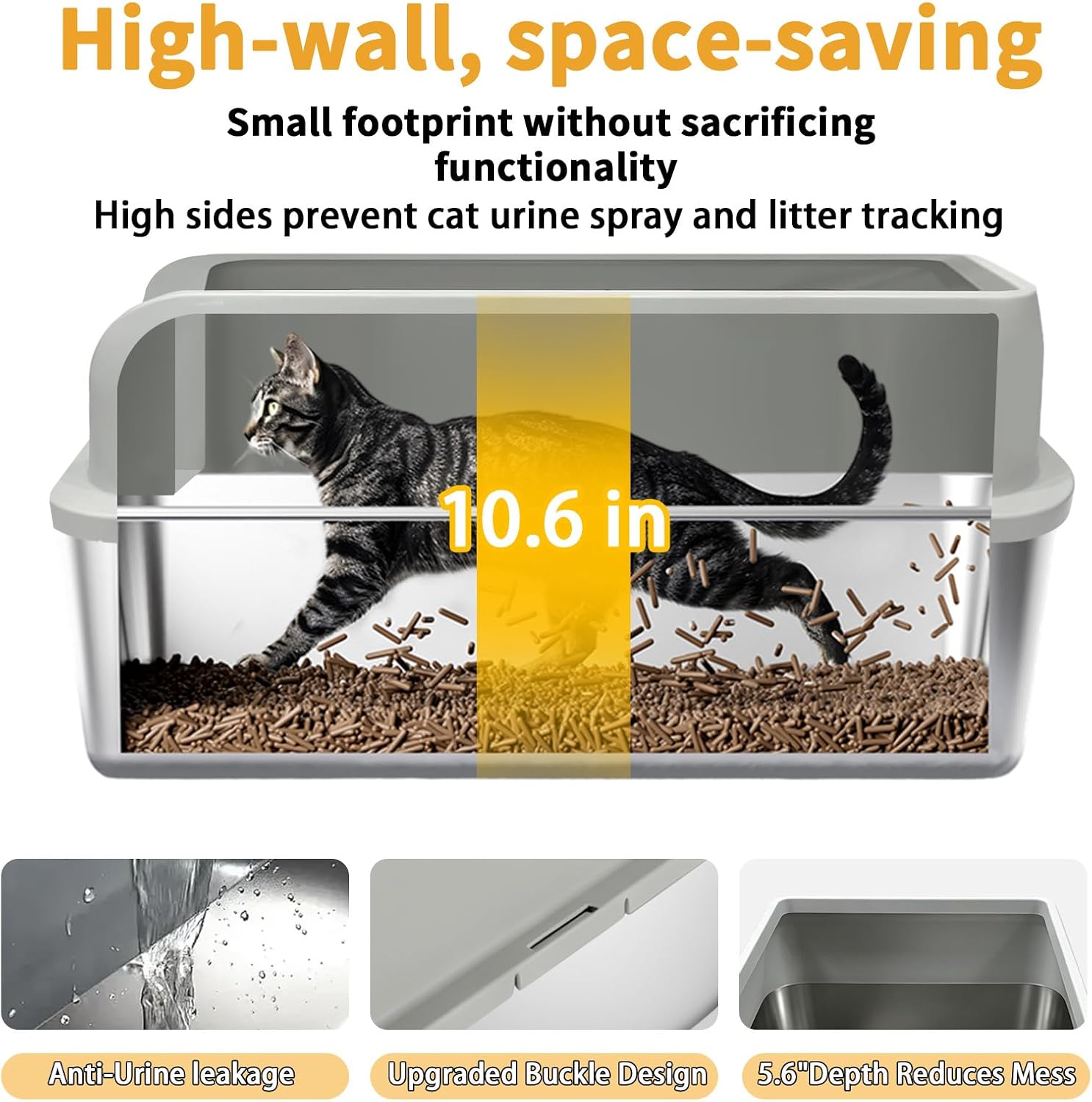 Detalle 2 de Camvivid Cam-OTCLBox-XL-2-4 Stainless Steel Cat Litter Box, X-Large Gray