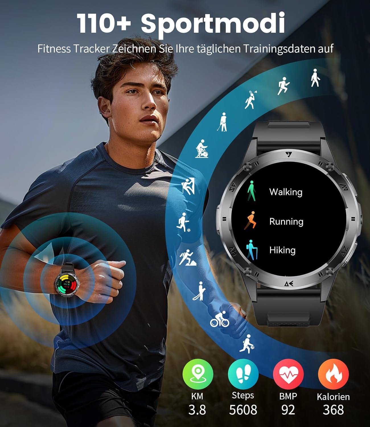 Thumbnail 6 de FITFLEX Smartwatch Uomo Militare: AMOLED 1,43'', IP68 e 120+ modalità sportive
