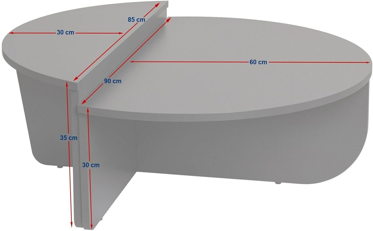 Thumbnail 1 de Dmora Tavolino da Salotto Feglino – Tavolo Basso da caffè, 60x90 cm o 30x85 cm, Grigio