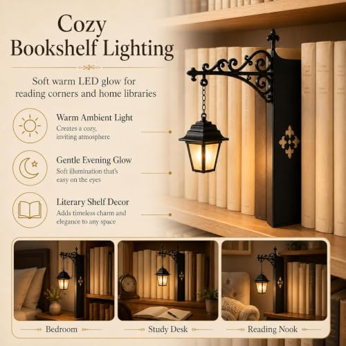 Detalle 2 de Aukojoy Linterna de biblioteca decorativa para estantería: luz LED suave para tu rincón de lectura
