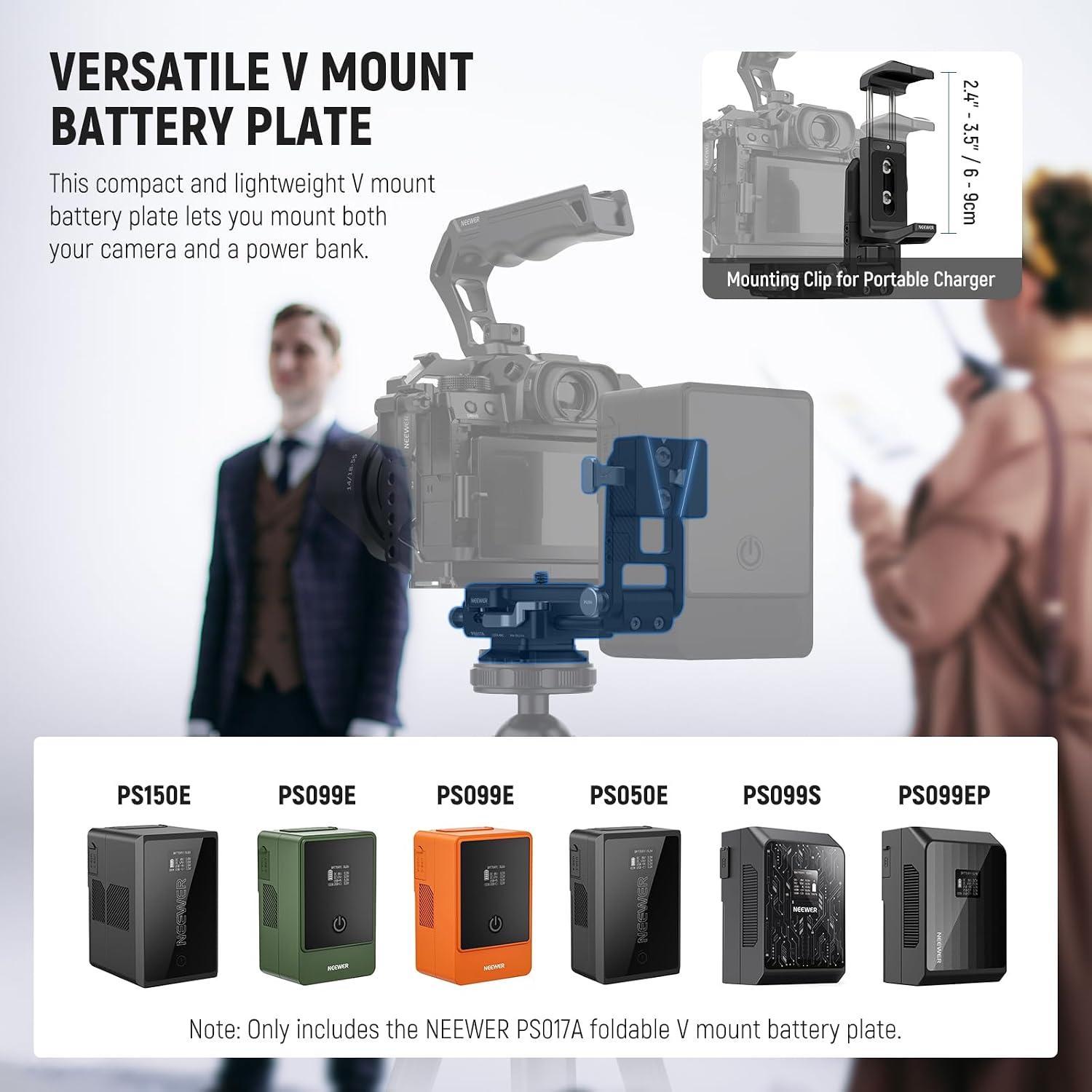 Thumbnail 1 de NEEWER Piastra Batteria V Mount con piastra QR Arca e adattatore V-lock per rig con DJI RS4/RS3