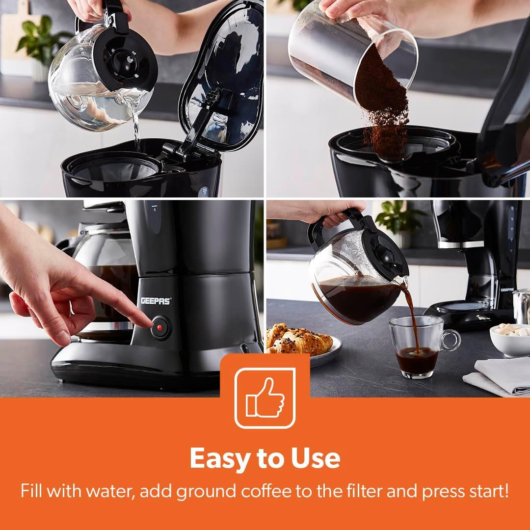 Detalle de GEEPAS 1.5L Filter Coffee Machine, 800W