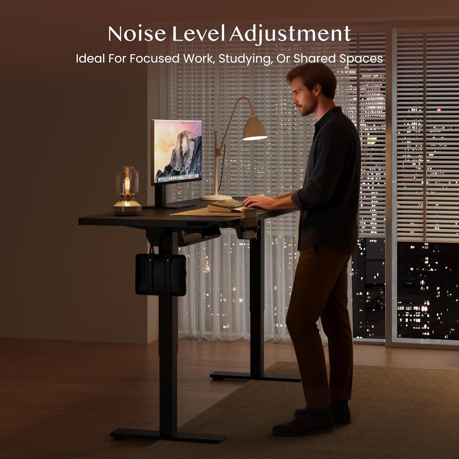 Thumbnail 5 de FLEXISPOT 160 x 60cm Electric Standing Desk (Black+Black) with Memory Function