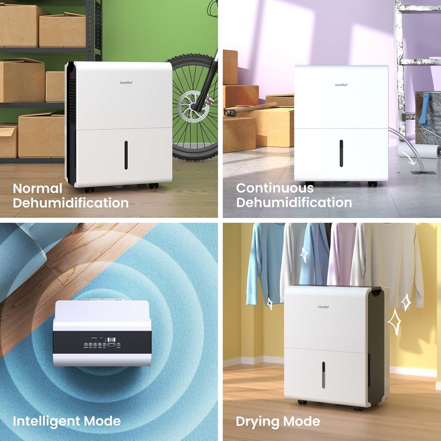 Detalle de Comfee Luftentfeuchter MDDP-30DEN7 (30 l/24 h) für bis ca. 180 m³ – Smart-Dehumidifier mit 3-l-Wassertank