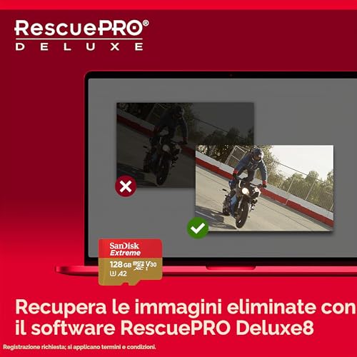 Detalle de SanDisk Extreme 128GB microSDXC + Adattatore SD: prestazioni elevate per foto, video 4K e app