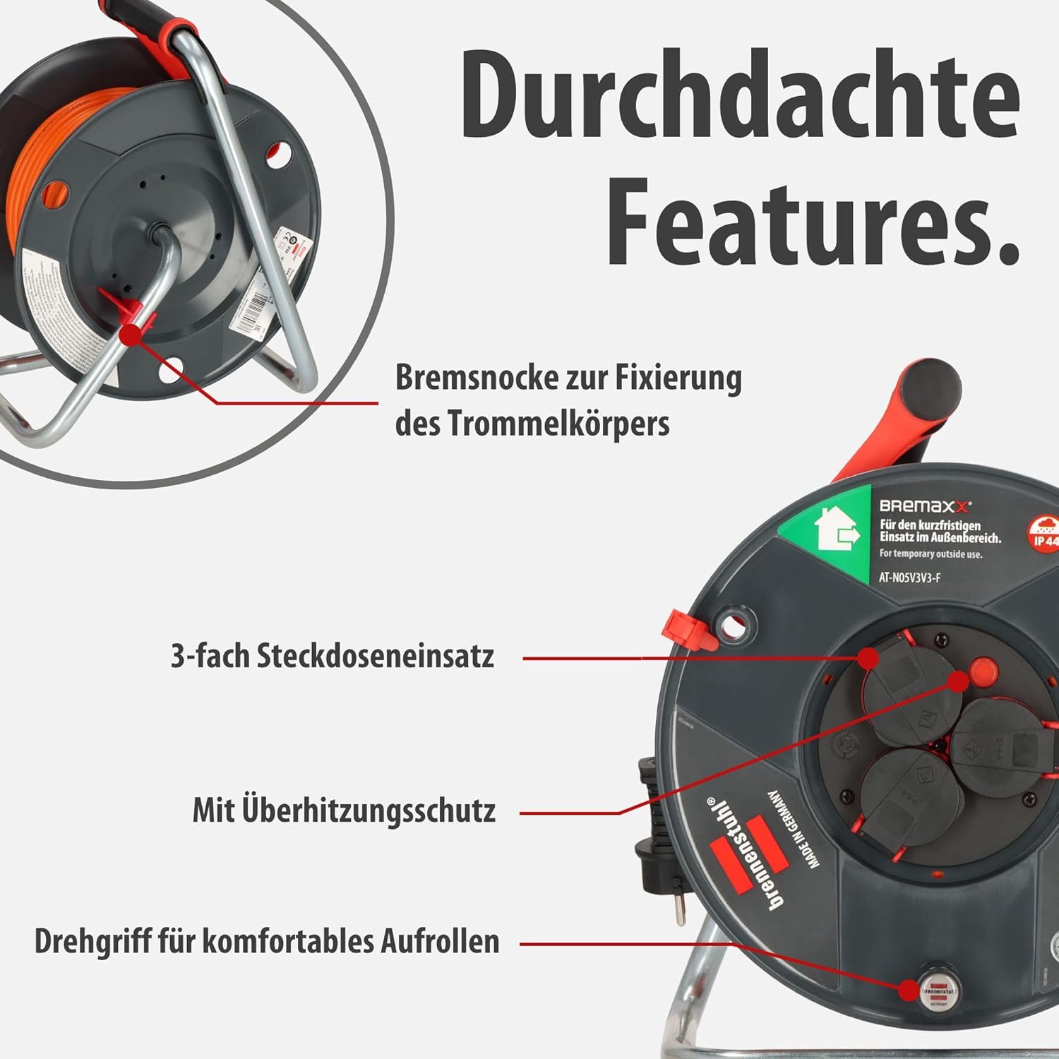 Detalle de Brennenstuhl Garant V2 50m Kabeltrommel 🔌