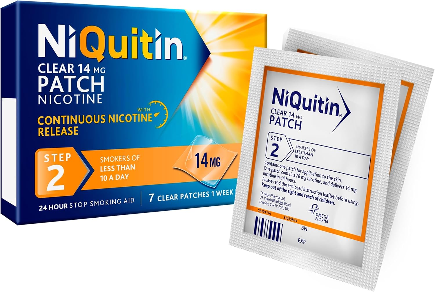Detalle 2 de NiQuitin 14mg Nicotine Patches (Step 2) – Clear, 24-Hour Craving Control