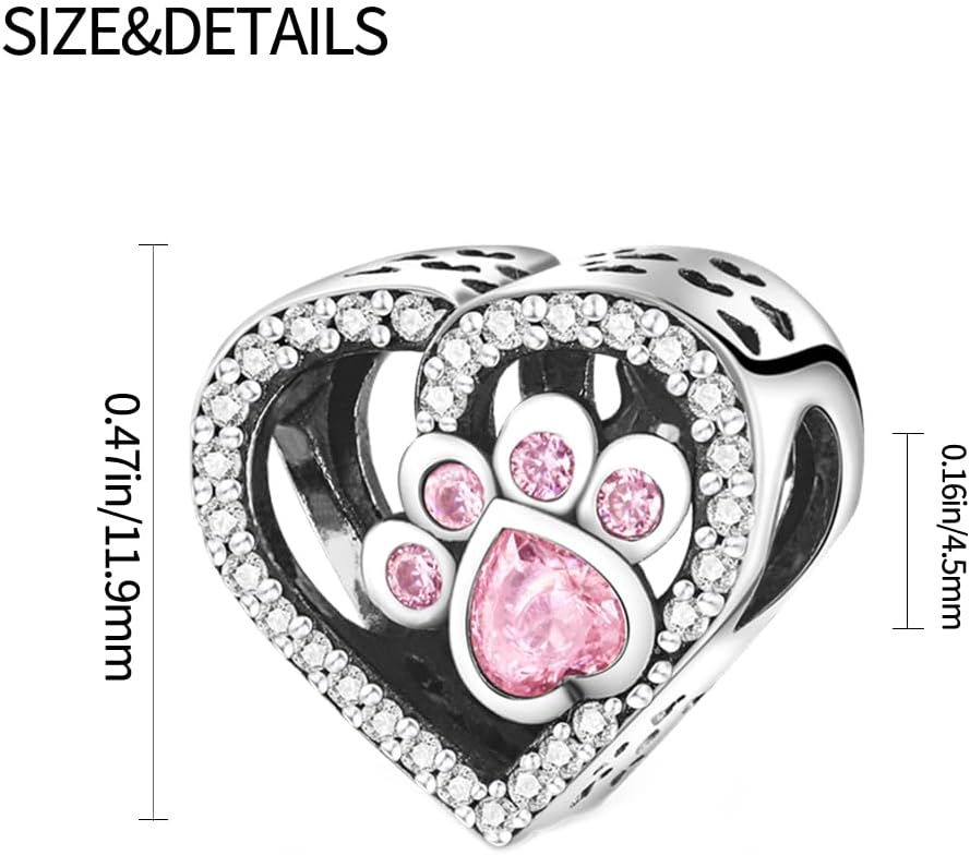 Detalle de KUNVONIC Charm Anhänger Damen aus 925 Sterling Silber für Armband & Halskette (kompatibel mit europäischen Charms)