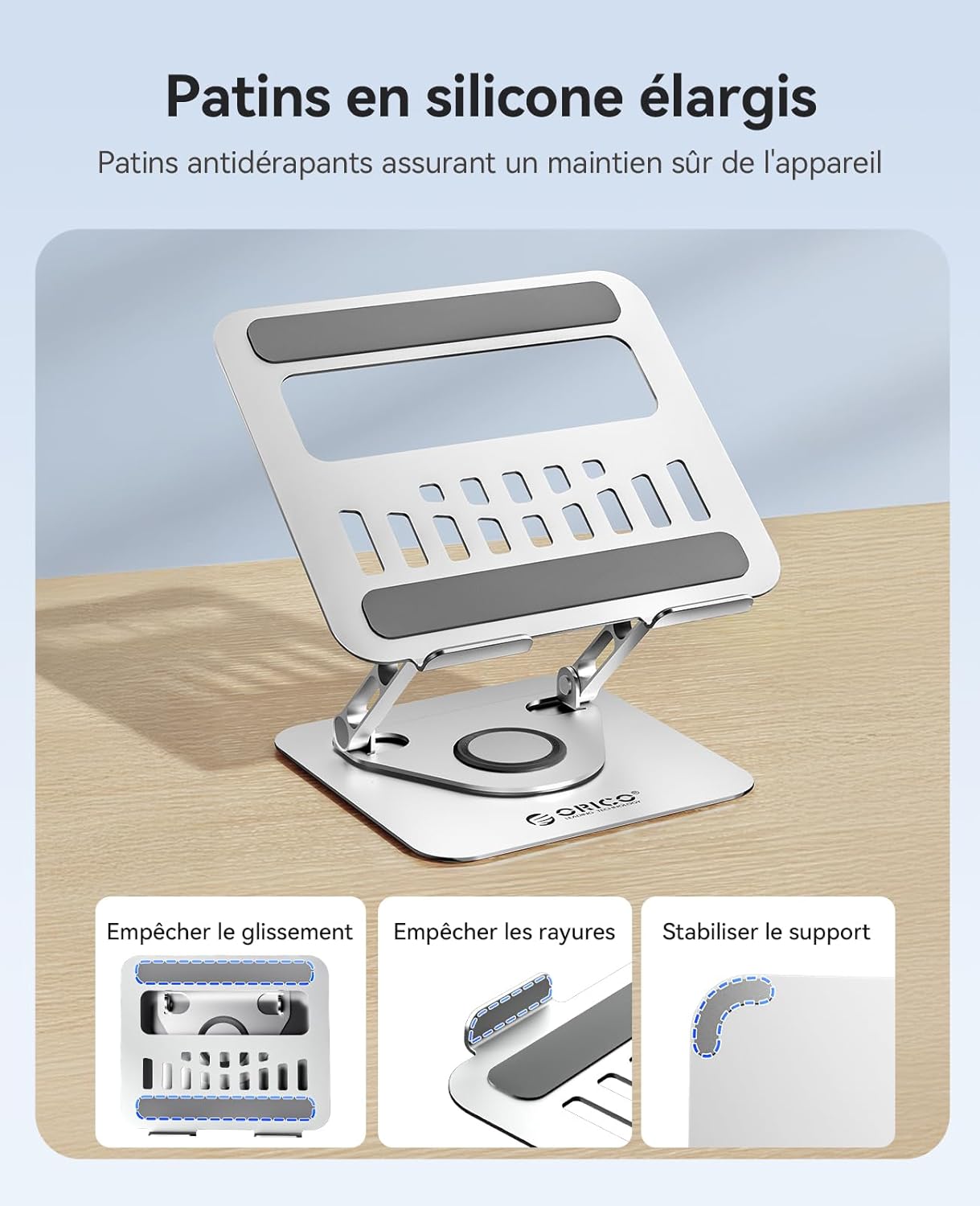 Thumbnail 5 de ORICO Support Ordinateur Portable Ergonomique Rotatif 360° (ST12) – Argent, 10–17,3 po
