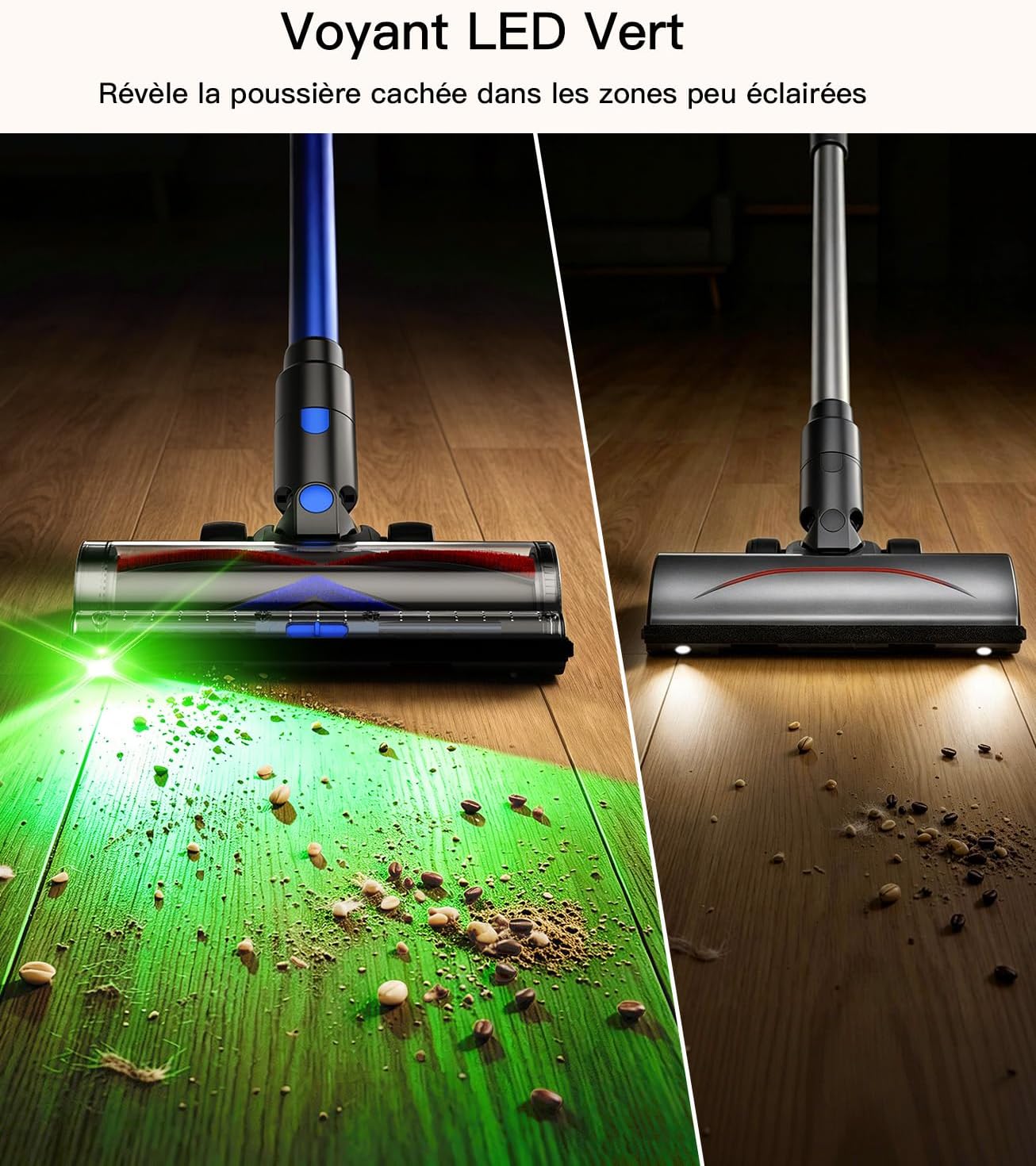 Detalle de Ginaray Aspirateur Balai sans Fil – Puissant, silencieux et polyvalent pour les poils d’animaux