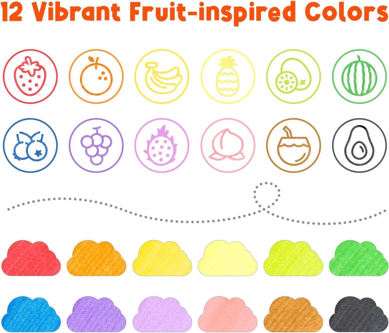 Thumbnail 4 de Ohuhu Washable Markers for Kids (12 Vibrant Colours) with Stampers – Dual-tip felt pens for ages 3+