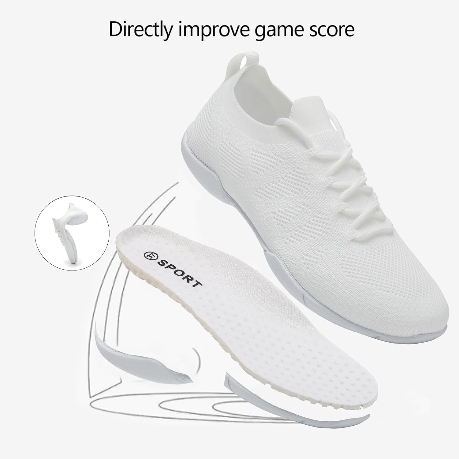 Detalle de Leichte Cheerleader-Schuh für Mädchen/Kinder: KVWQOTY Tanzsneaker im Mesh-Design