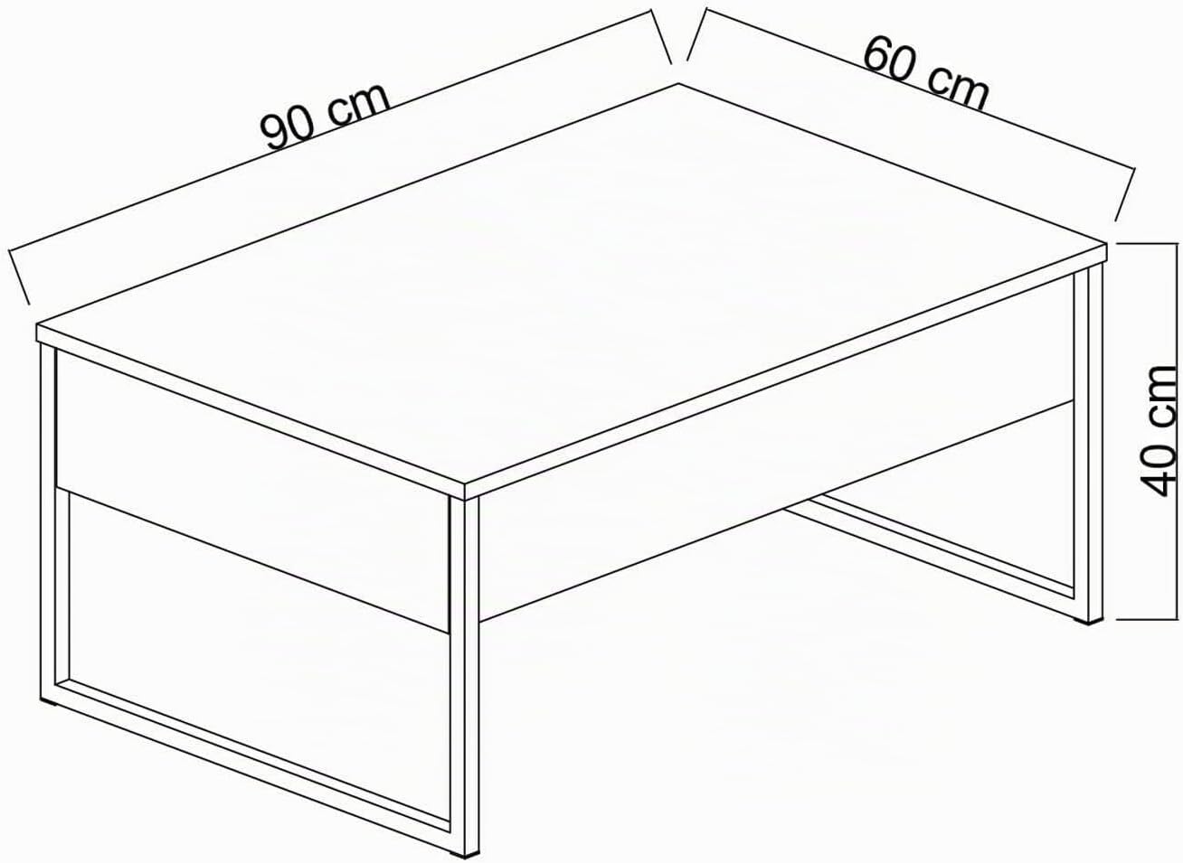 Thumbnail 6 de Dmora Couchtisch Canis 90x60x40 cm – Schwarz mit Zeitungsfach