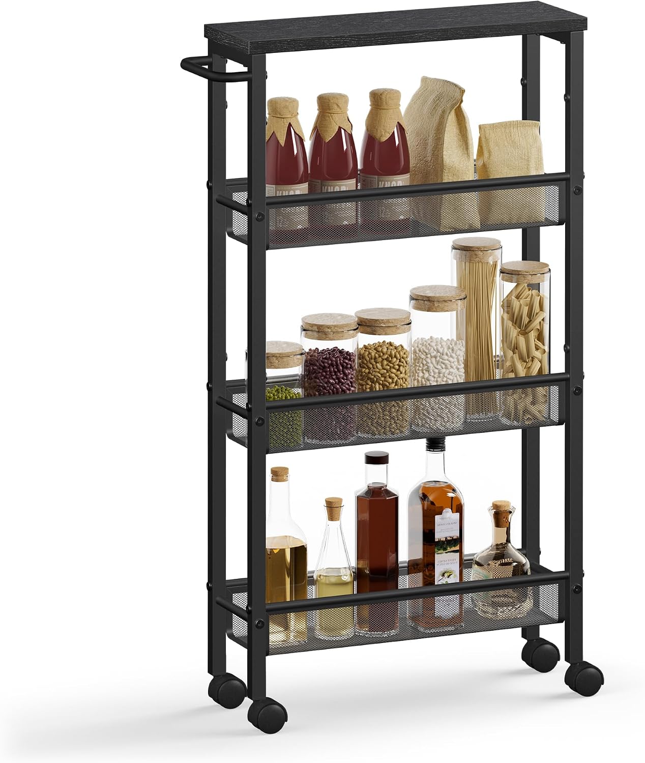 Detalle de VASAGLE Slim Rolling Storage Cart 4-Tier