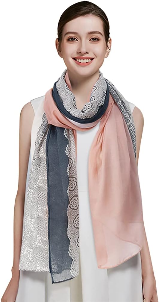 Thumbnail 3 de DAMILY Foulard Femme – Motif Dentelle, Écharpe Châle Doux et Léger en Voile de Coton