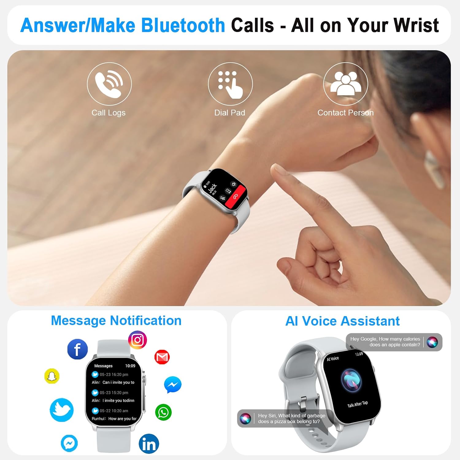 Detalle de Smart Watch for Men and Women with 2.01" AMOLED Curved Screen – IP68 Fitness Tracker