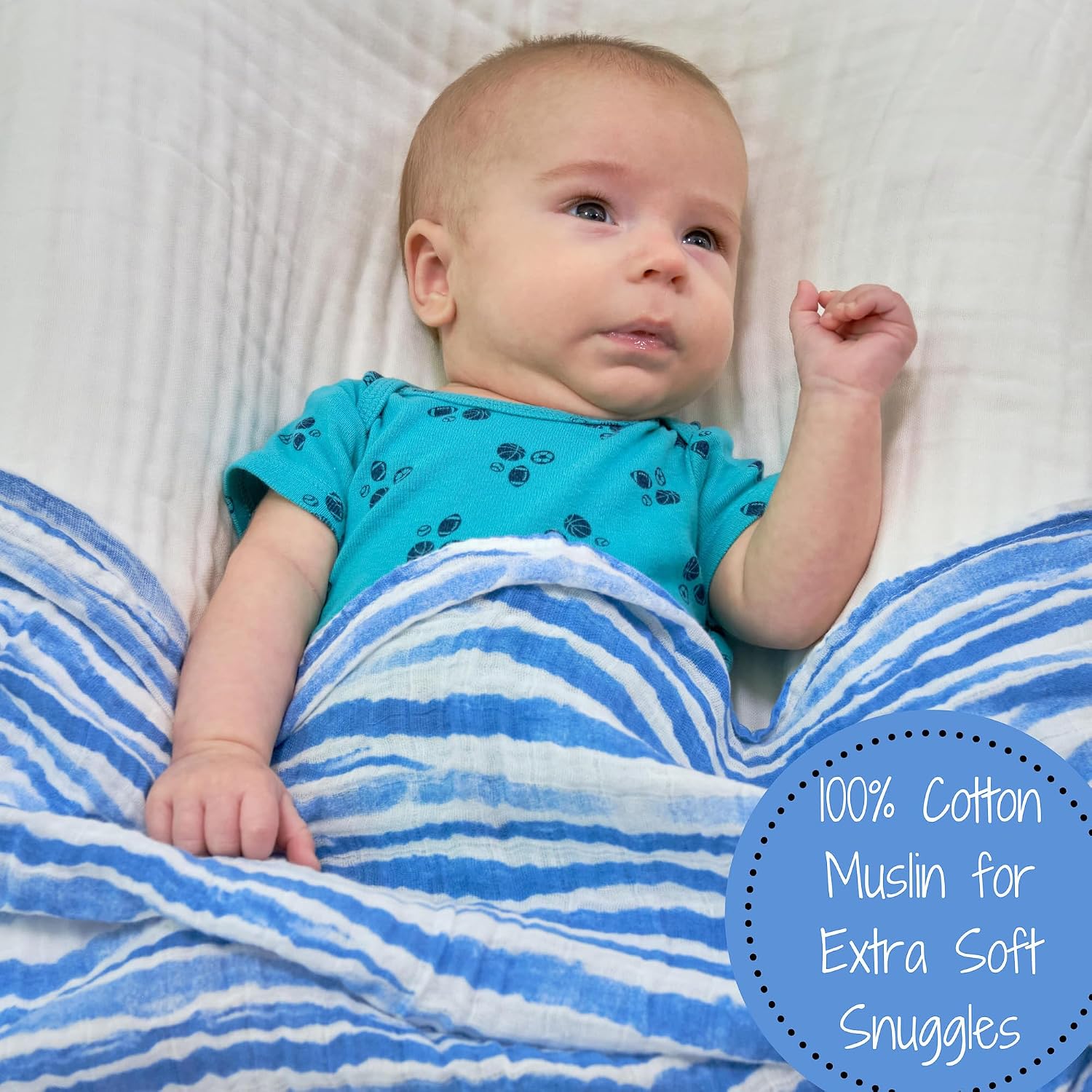 Detalle de LollyBanks Muslin Swaddle Blanket, 100% Organic Cotton