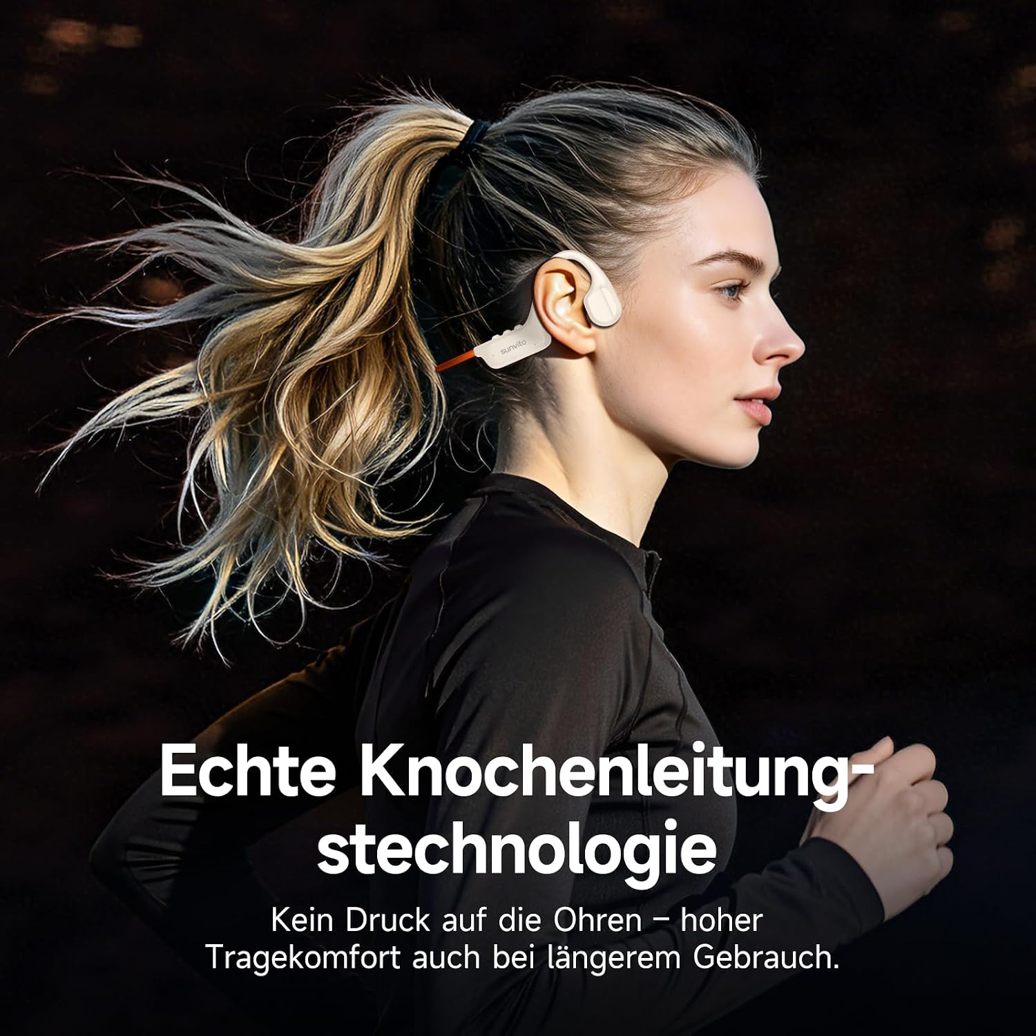 Thumbnail 1 de Sunvito Knochenleitung Kopfhörer Bluetooth 6.1 – Open-Ear, IPX7, 10 Std. Lauf-Headphones (Orange)