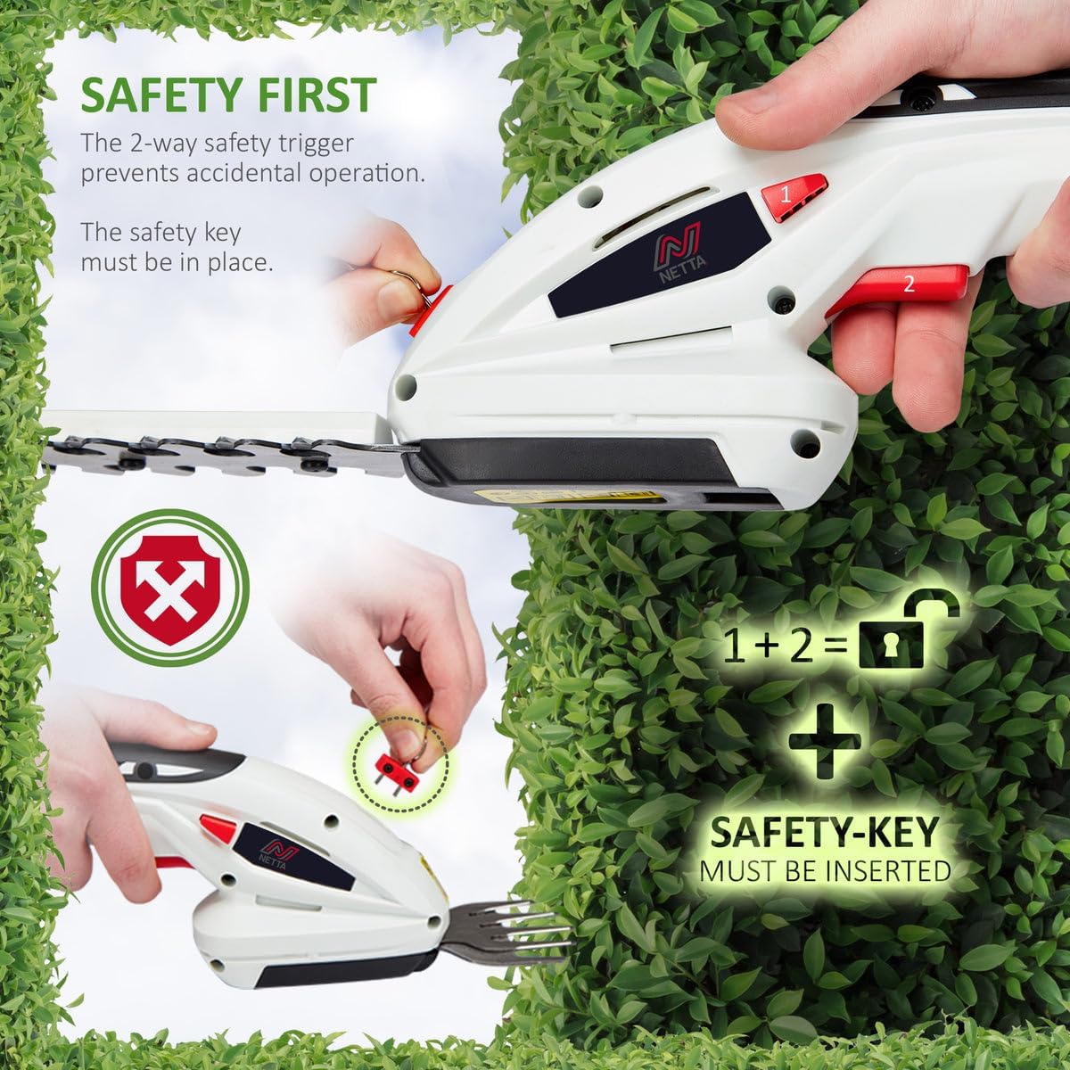 Thumbnail 4 de NETTA 4-in-1 Cordless Hedge Trimmer 7.2V (Grass Shears & Small Hedge Trimmer)