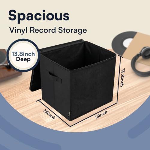 Detalle de Tydi Vinyl Record Storage Box with Zip Closure – Holds Up to 90 12 Inch Vinyl Records