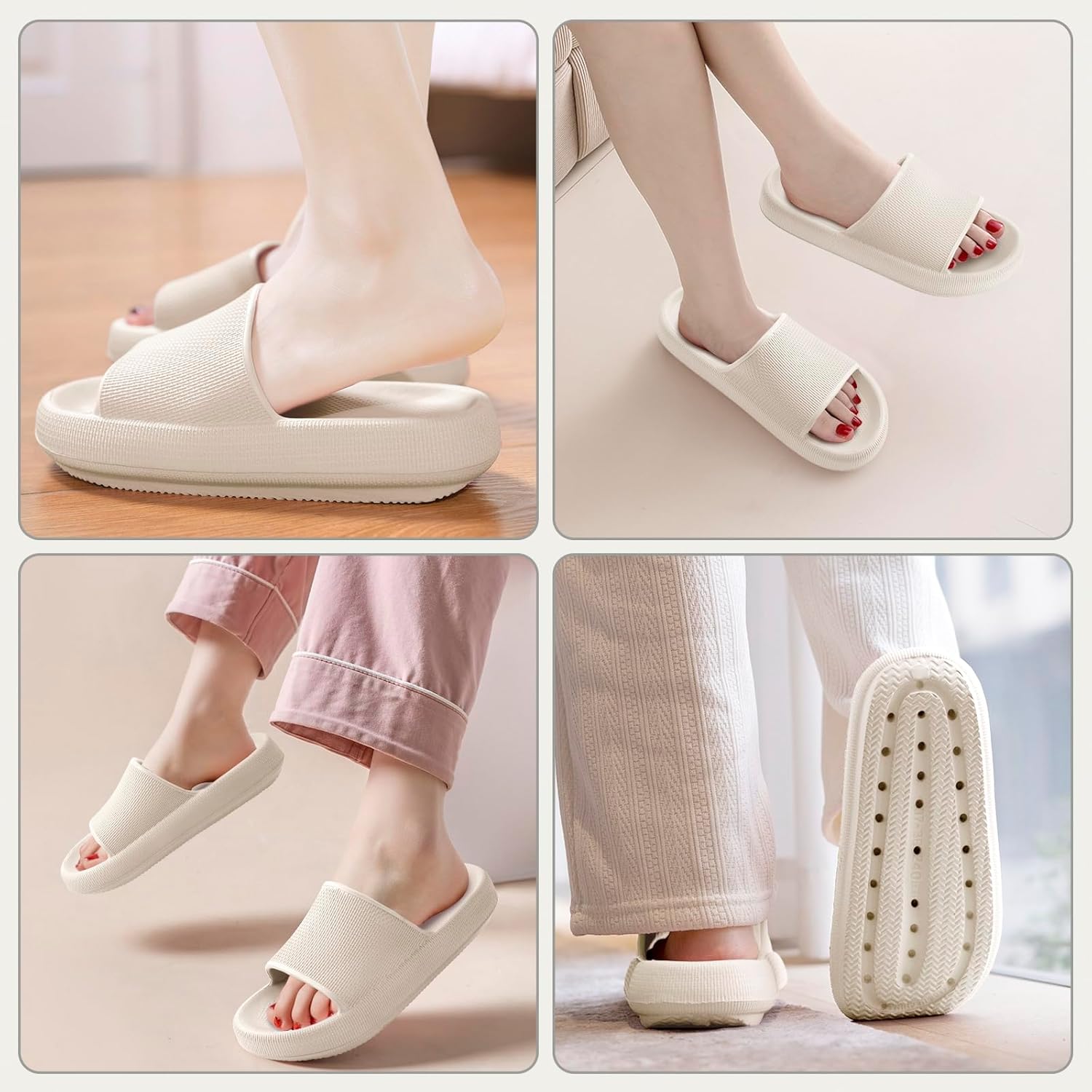 Detalle de BAXIWUY Chaussons / Claquettes Femme, Sandales Douche Antidérapantes EVA, Semelle Épaisse et Amortie