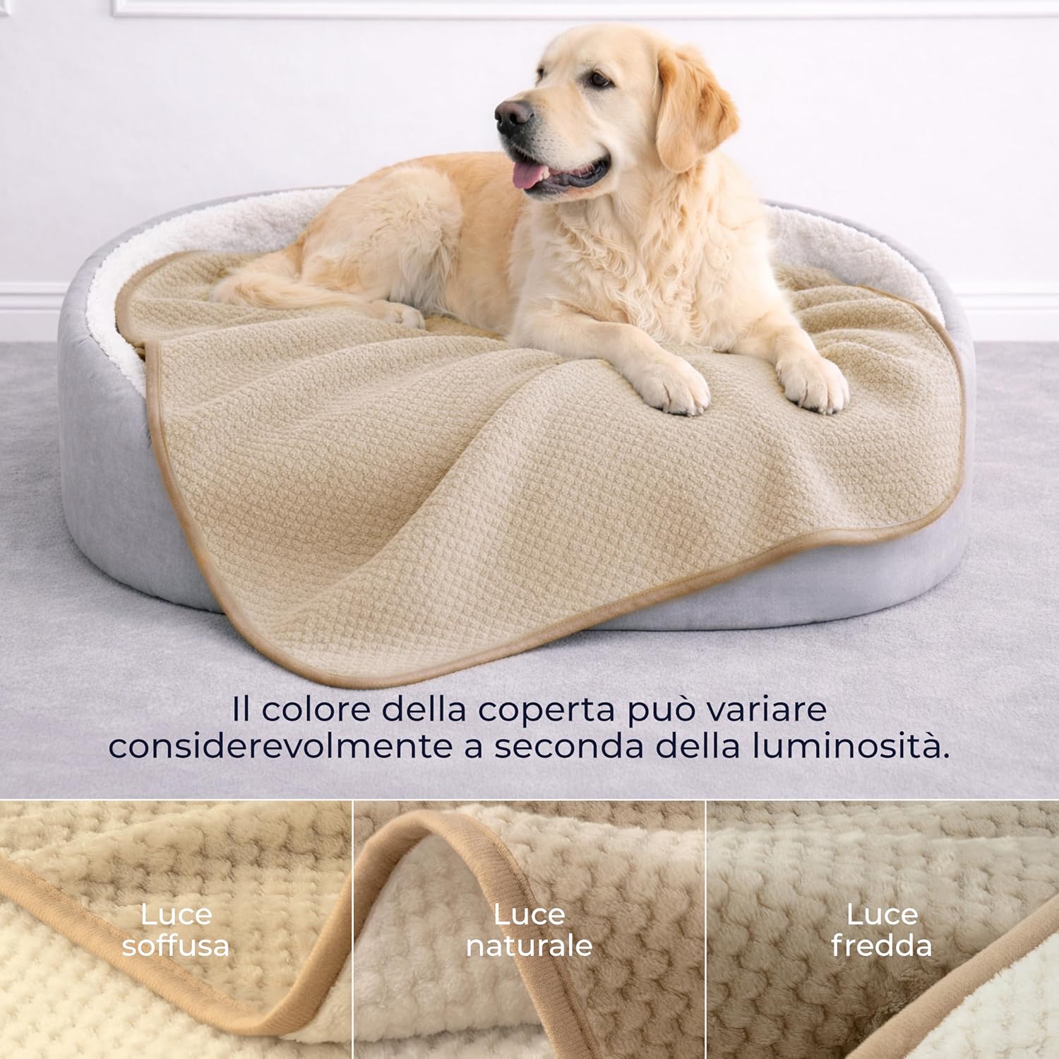 Thumbnail 3 de Dreamzie Coperta Impermeabile 127x152 cm reversibile e lavabile (beige) per letto, divano e animali
