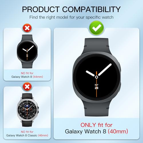 Detalle 2 de Diruite pack de 3 fundas TPU para Samsung Galaxy Watch 8 de 40 mm con protector de pantalla (negro)