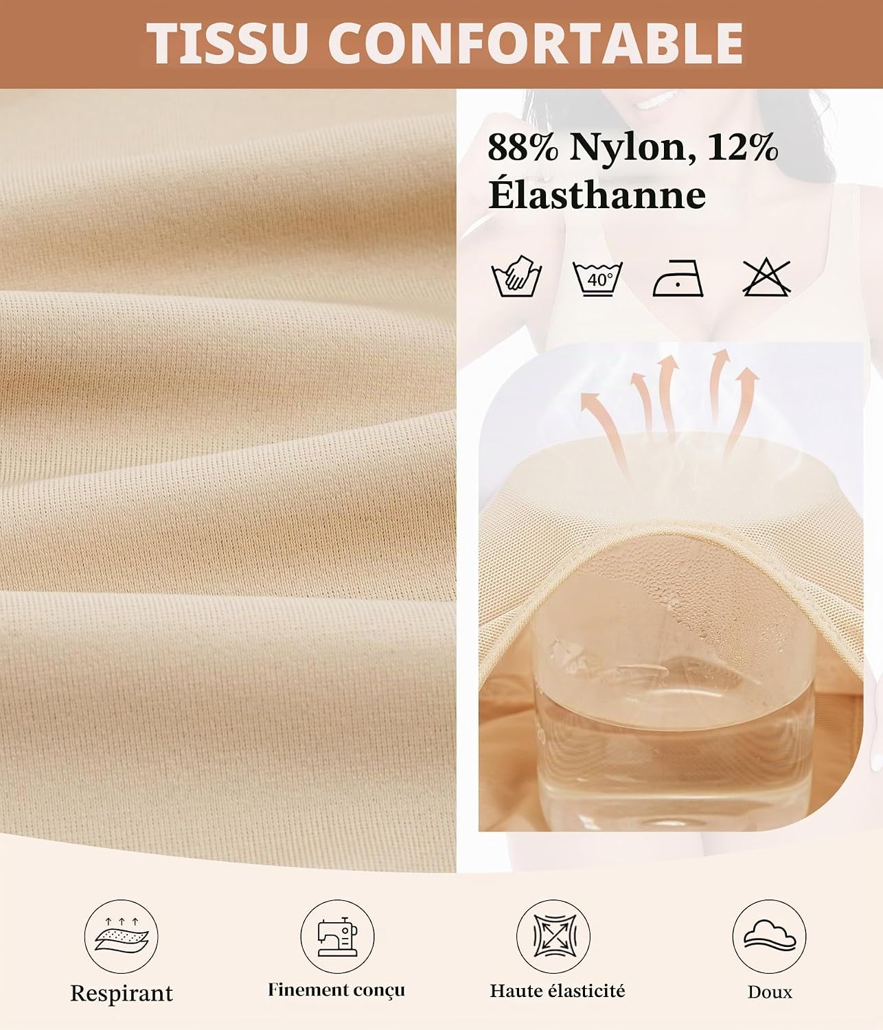 Detalle de Niwicee Body Gainant Femme Ventre Plat – Body Shapewear transparent et sans couture
