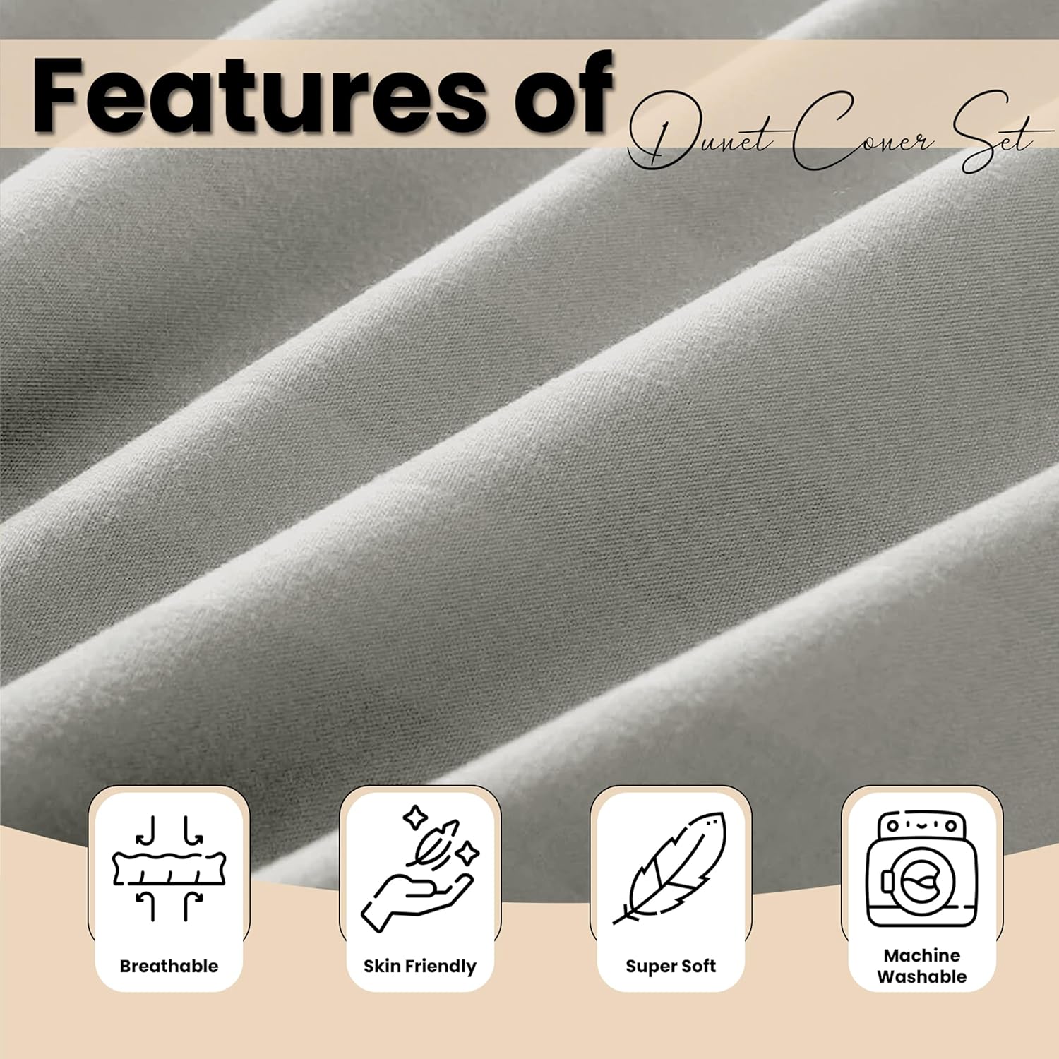 Thumbnail 5 de My home store Silver Super King Duvet Cover Set 4 Pcs Satin Stripe – a practical, easy-care bedding upgrade