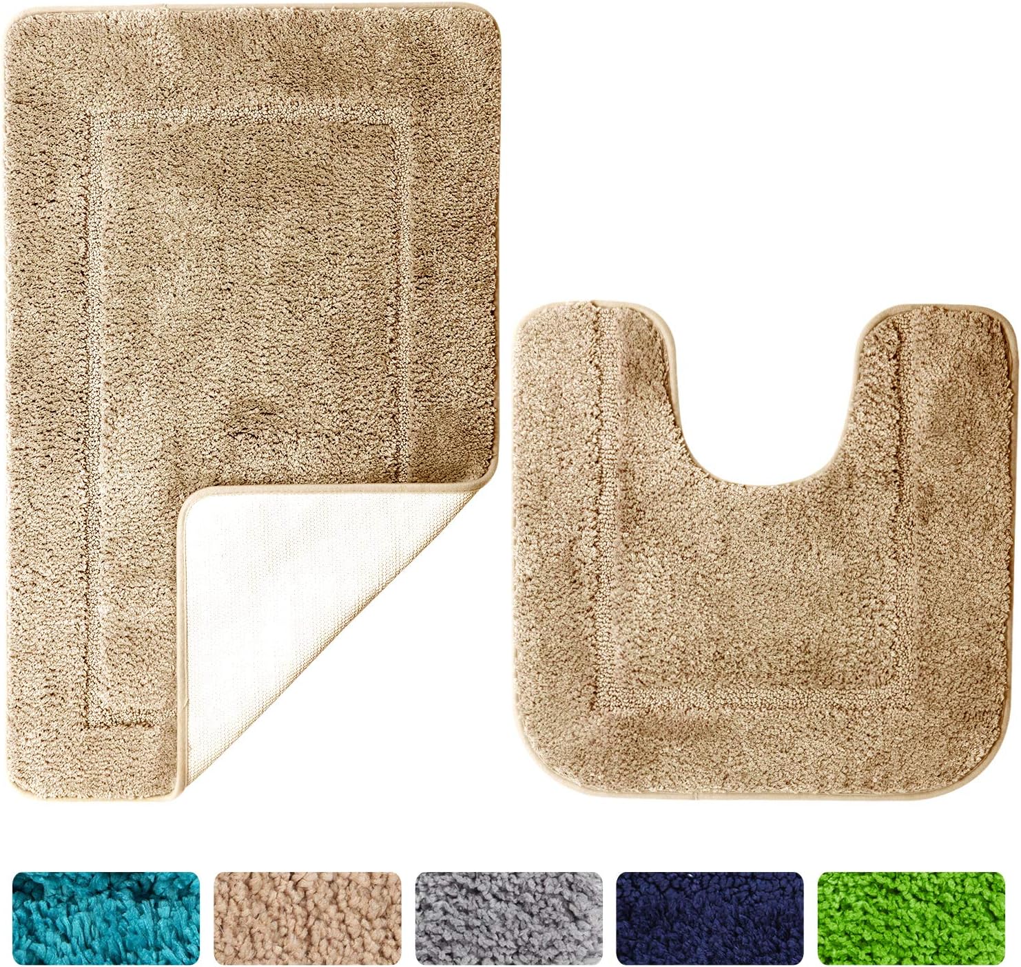 Detalle de SOANNY S-EU-B0102 badmatset van 2 in camel, microvezel en antislip