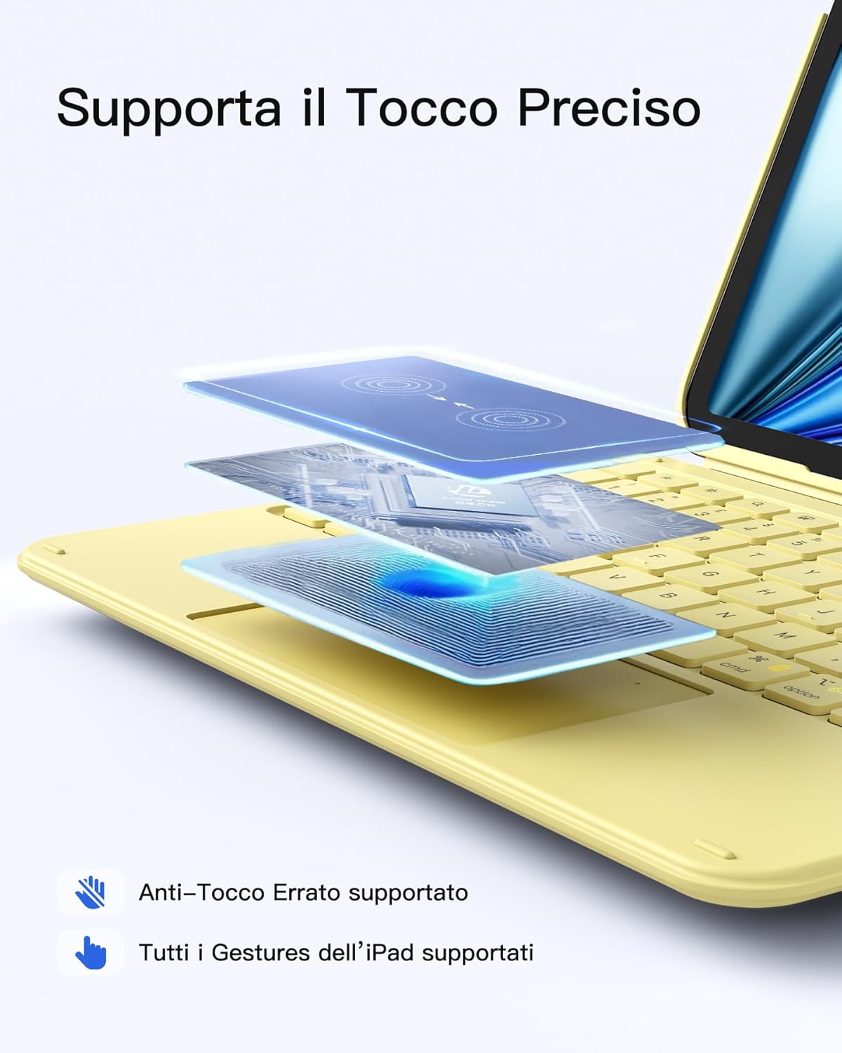 Thumbnail 6 de Inateck Custodia Tastiera per iPad 11ª/10ª Gen con Touchpad ultraleggero rimovibile (Giallo AceTouch)