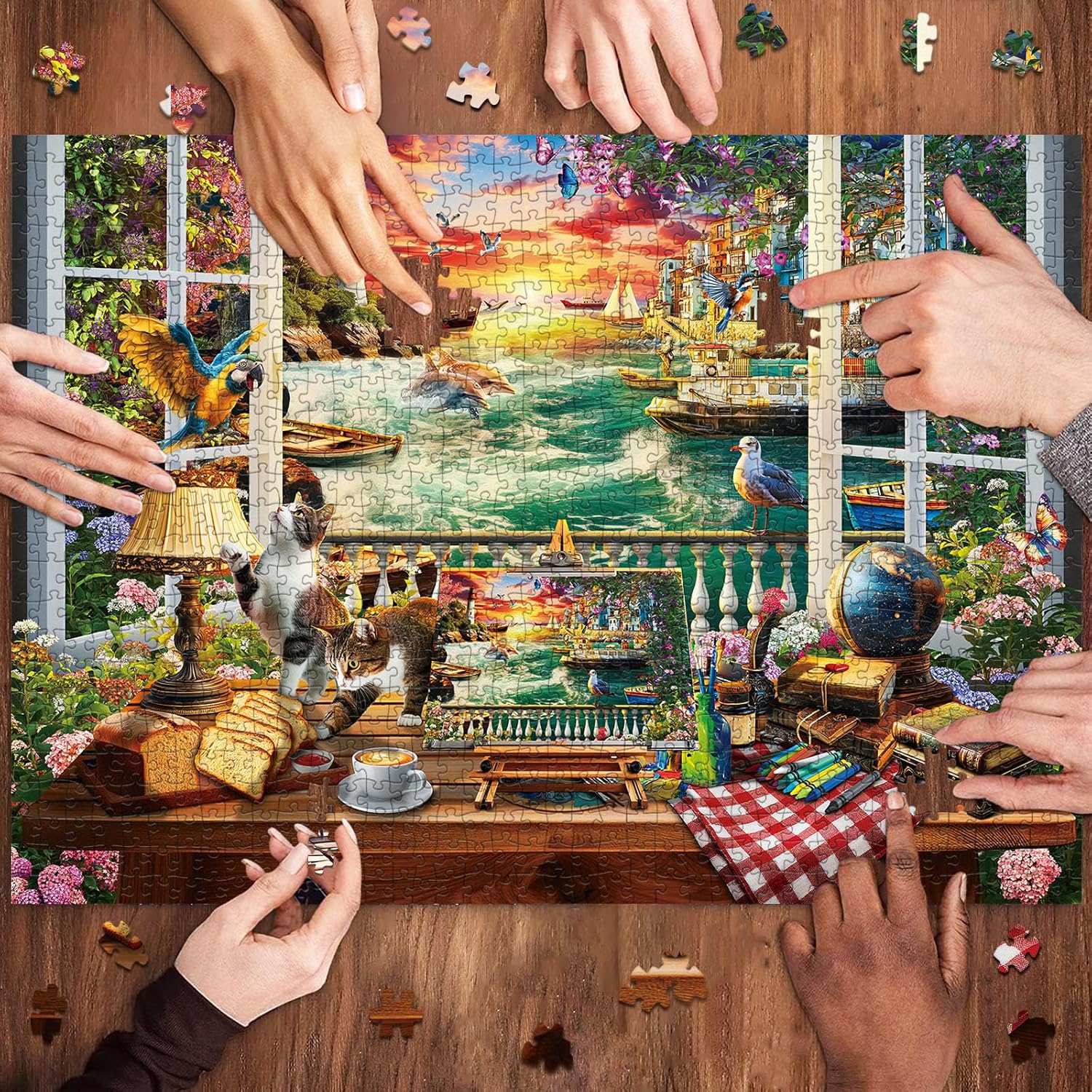 Thumbnail 2 de HUADADA 1000-Piece Jigsaw Puzzle: Fairy Tale Outside the Window for Adults