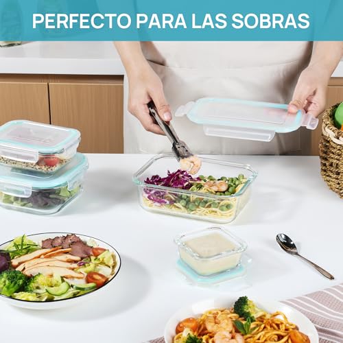 Thumbnail 5 de Vtopmart set de 8 recipientes de cristal para alimentos (herméticos, apilables y reutilizables)