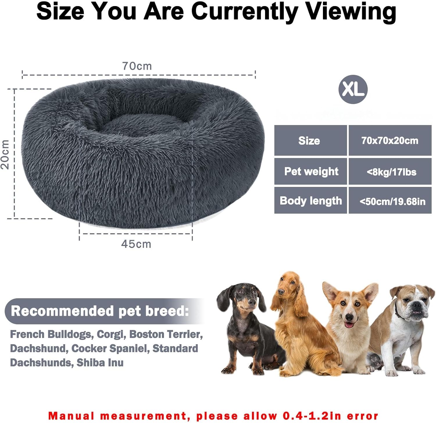 Thumbnail 2 de Nepfaivy Calming Dog & Cat Donut Bed (XL 70cm) in Dark Grey