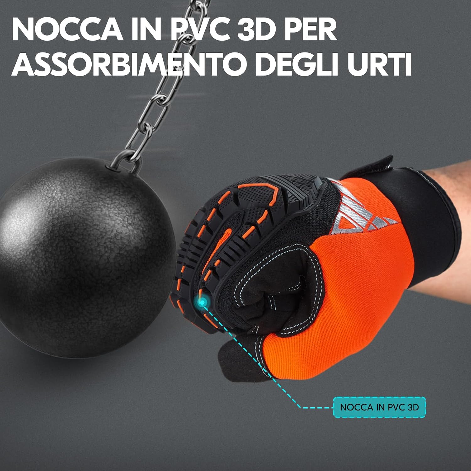 Detalle 2 de Vgo... Guanti da Lavoro Uomo Resistenti – Protezione antivibrazioni e antiurto per uso pesante