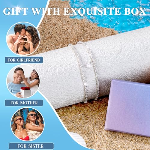 Detalle 2 de Diamday 925 Sterling Silver Ankle Bracelet for Women