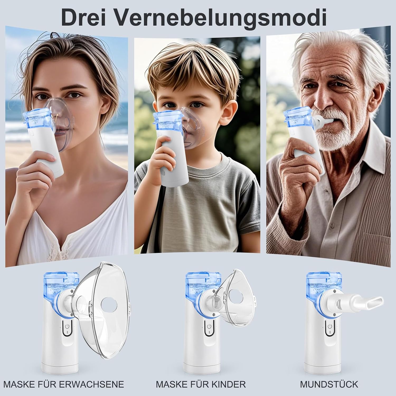 Detalle de Inhalator tragbarer Vernebler mit USB-C – leiser, effizient und kinderfreundlich