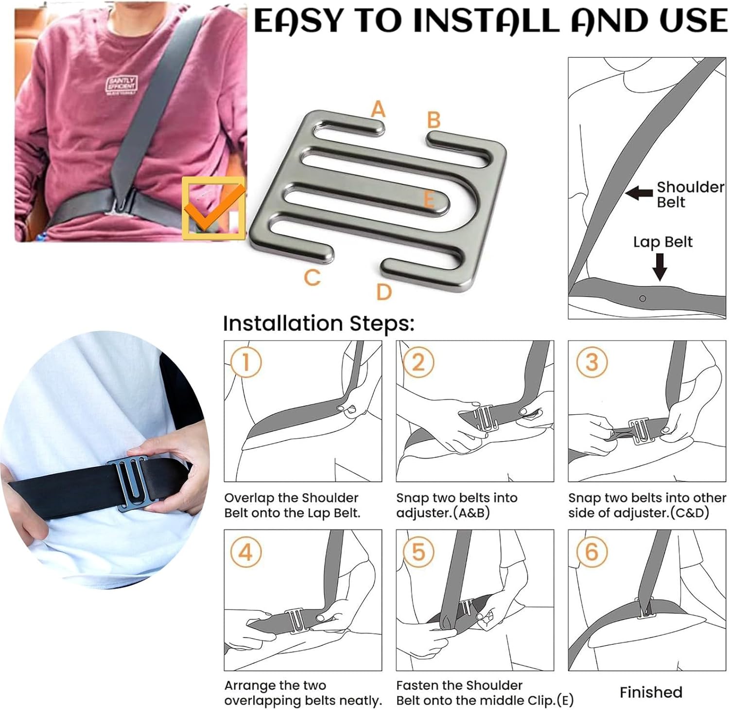 Thumbnail 4 de Car Seat Belt Clips Adjuster Universal metal clip