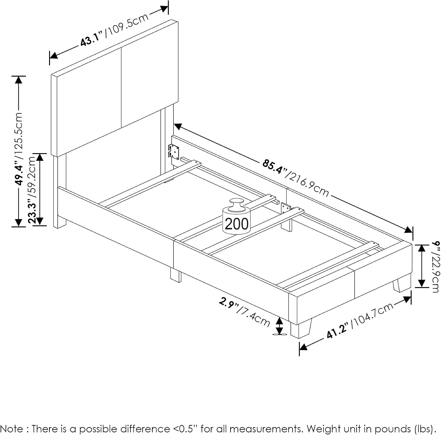 Thumbnail 1 de Furinno Twin XL Bed Frame