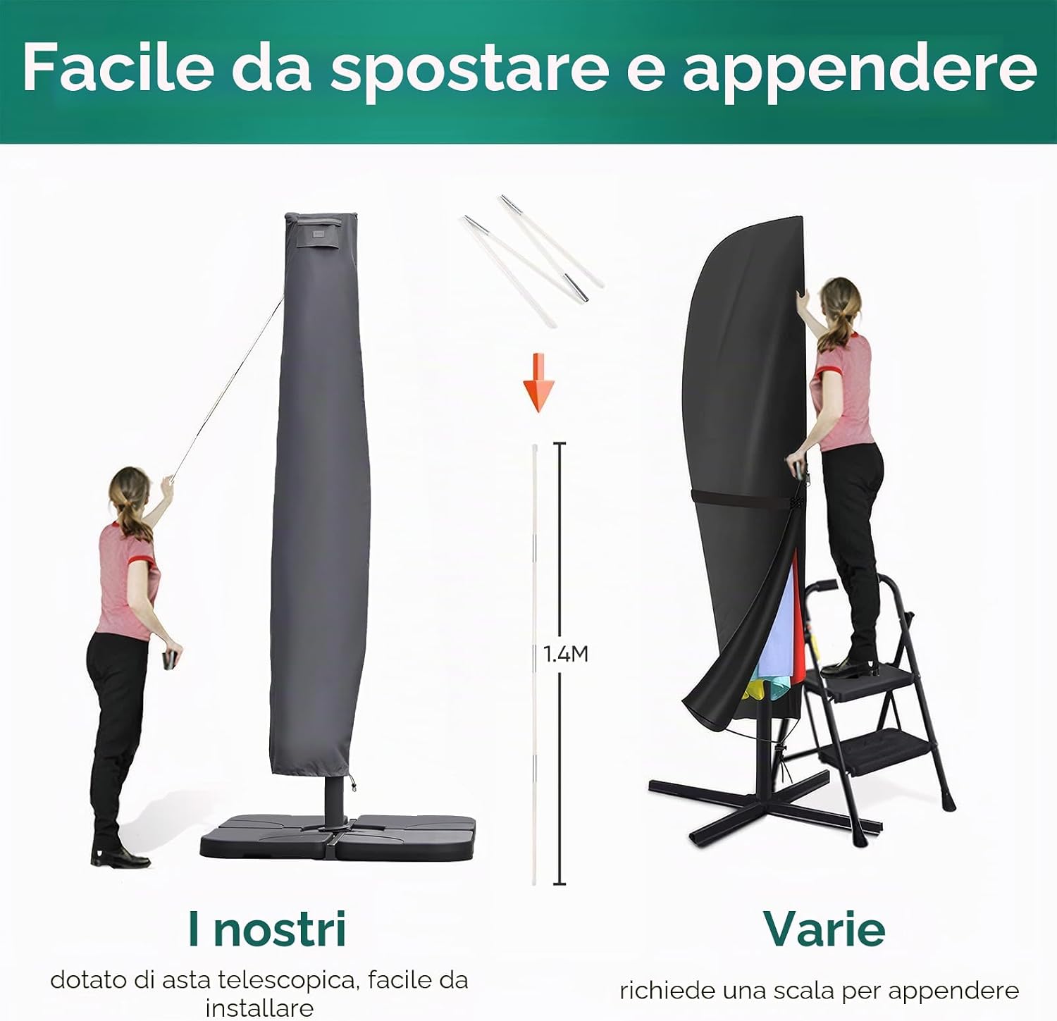 Thumbnail 4 de Sekey Custodia Ultra Resistente per Ombrello 260x65cm