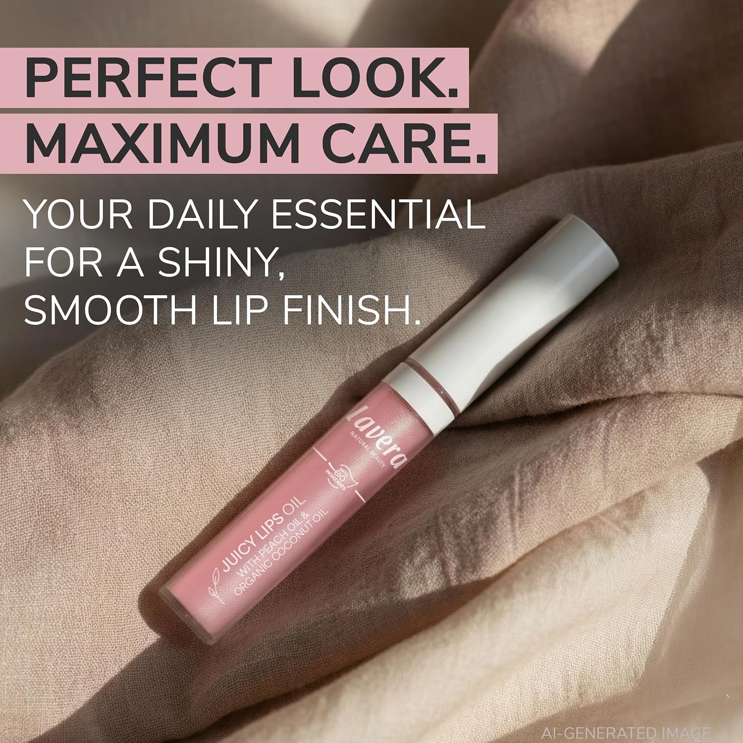 Detalle de lavera Juicy Lips Oil – pflegendes Lip Oil mit Bio-Kokosnuss & Bio-Pfirsich, natürliche Hyaluronsäure