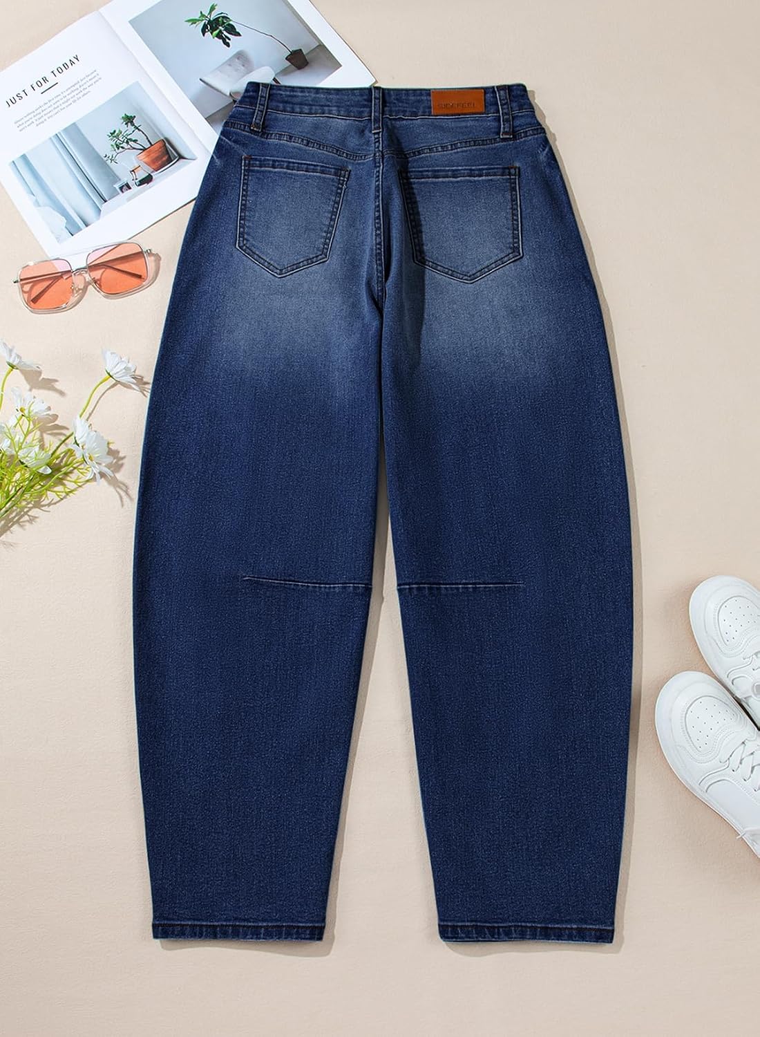 Thumbnail 6 de SIDEFEEL Women's Barrel Jeans, Mid-Rise Wide-Leg Vintage Denim