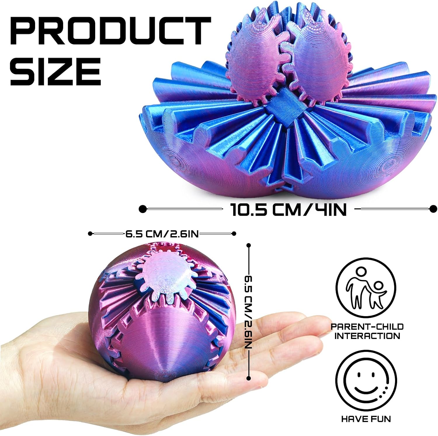 Thumbnail 3 de Gear Ball fidget spinner 2.5 inch purple