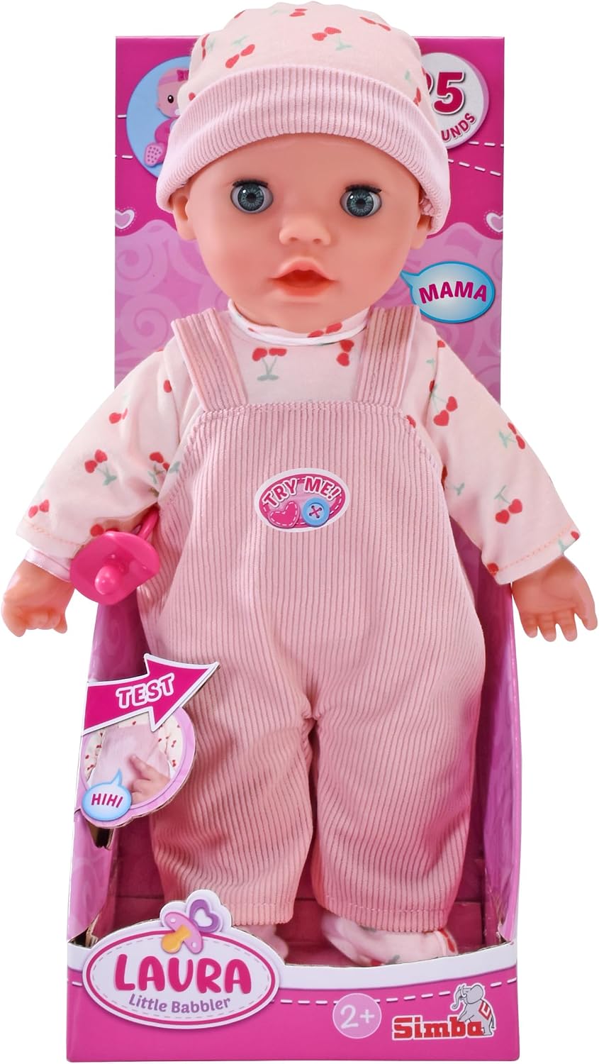 Detalle 2 de SIMBA Laura Little Babbler pop met 25 babygeluiden en slaapogen, 30 cm