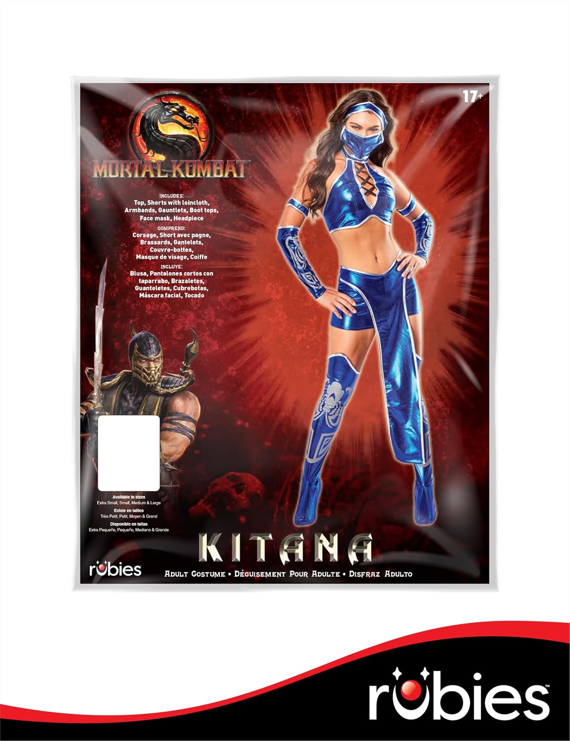 Detalle 2 de Secret Wishes Kitana Mortal Kombat Costume for Women with Mask and Boot Tops