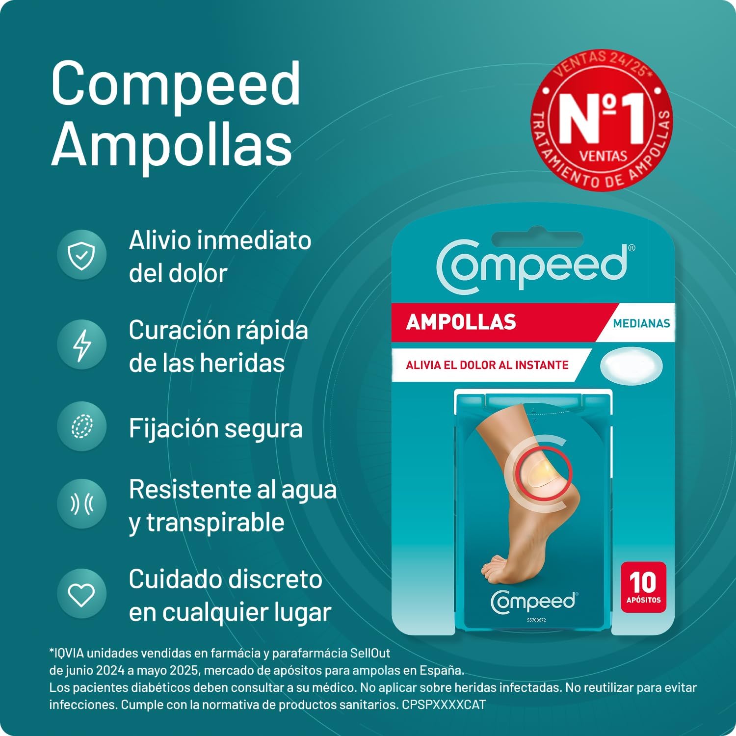 Detalle 1 de COMPEED Ampollas Medianas Pack 10 uds